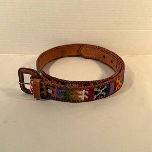 Leather & Cotton Belt Made in Guatemala 36”